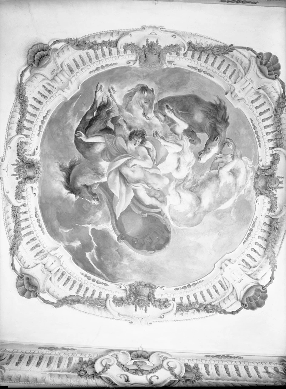 Mercurio e Venere, ratto di Orizia, diluvio di Deucalione, Medusa, caduta di Fetonte, caduta dei giganti, Gloria del Beato Nicolò Albergati - Bologna